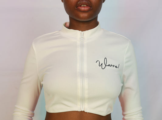 WARRA Long Sleeve Zip Crop – White