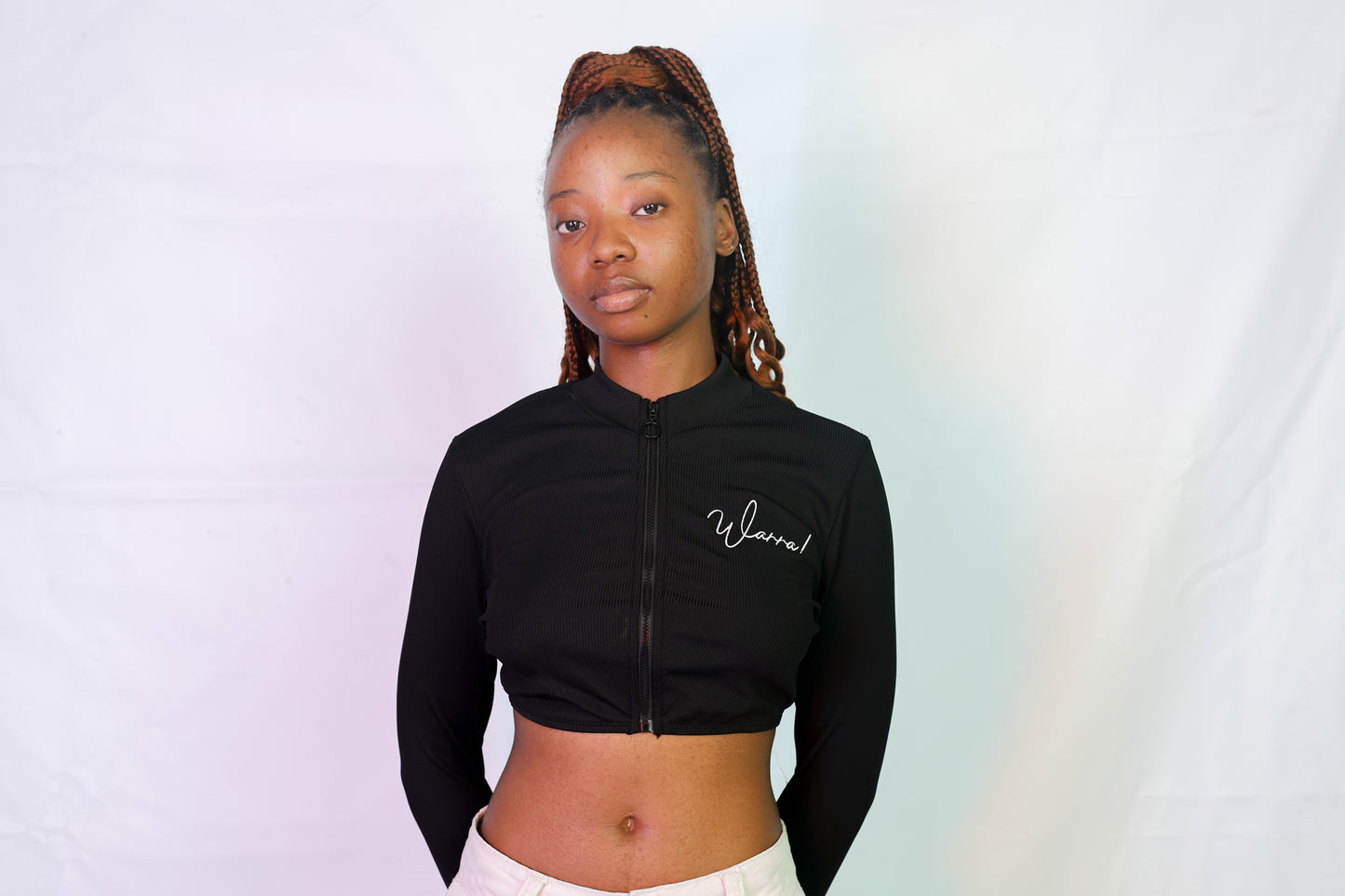 WARRA Long Sleeve Zip Crop – Black