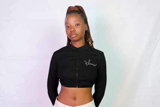 WARRA Long Sleeve Zip Crop – Black