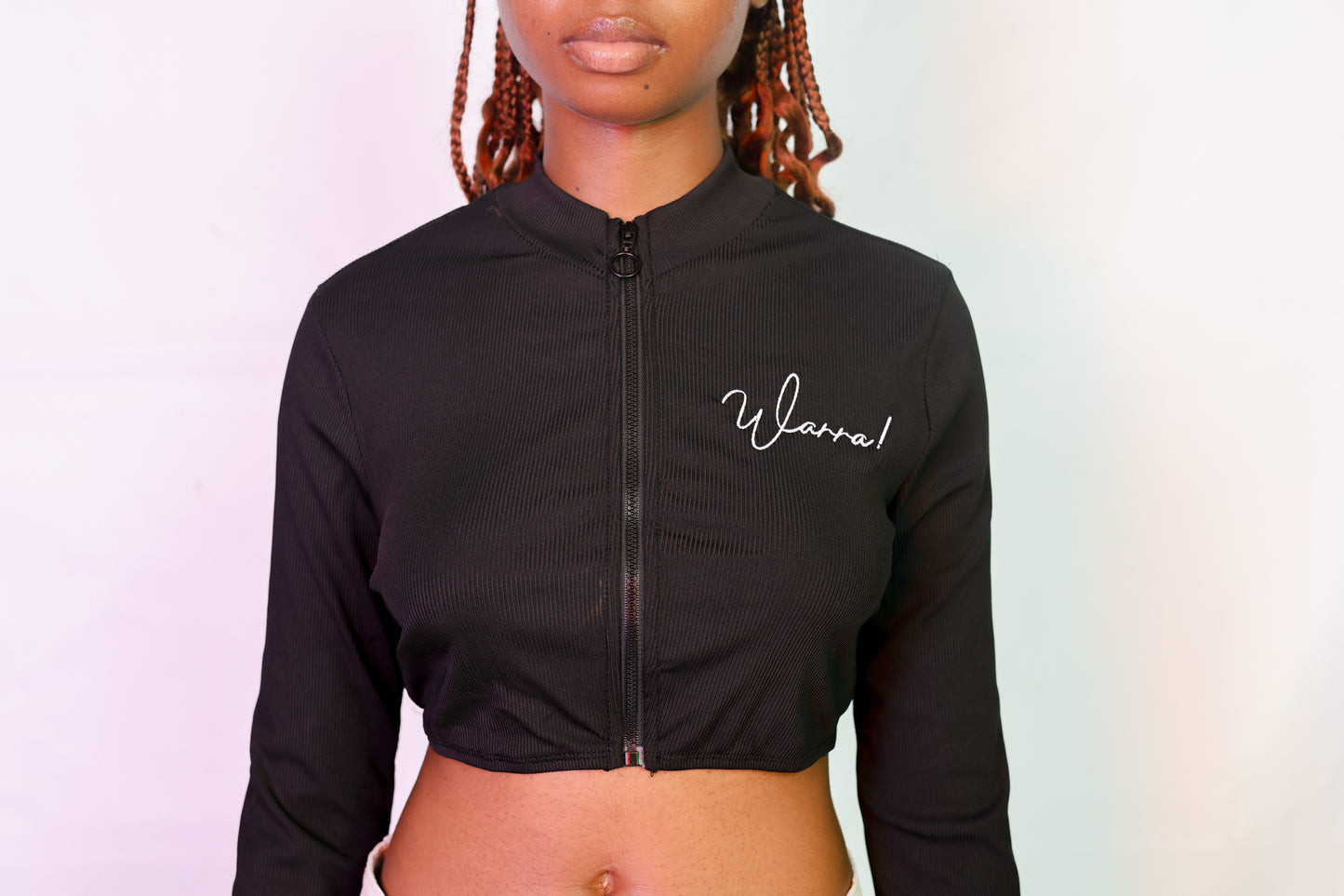 WARRA Long Sleeve Zip Crop – Black